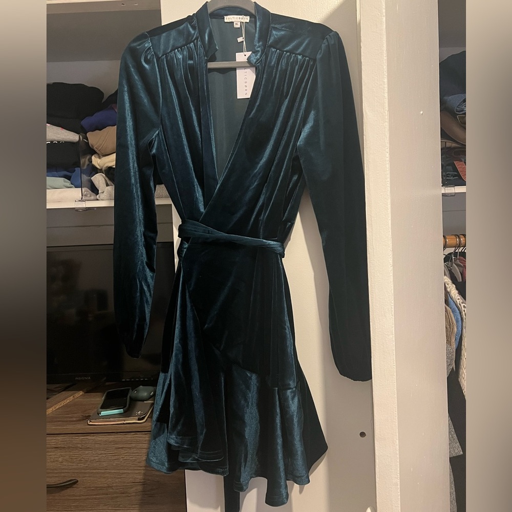 Jade Velvet Wrap Dress
